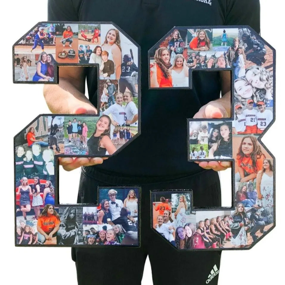 Softball Senior Night Gift, Sports Number or Letter Photo Collage for Senior Night - collageandwood
