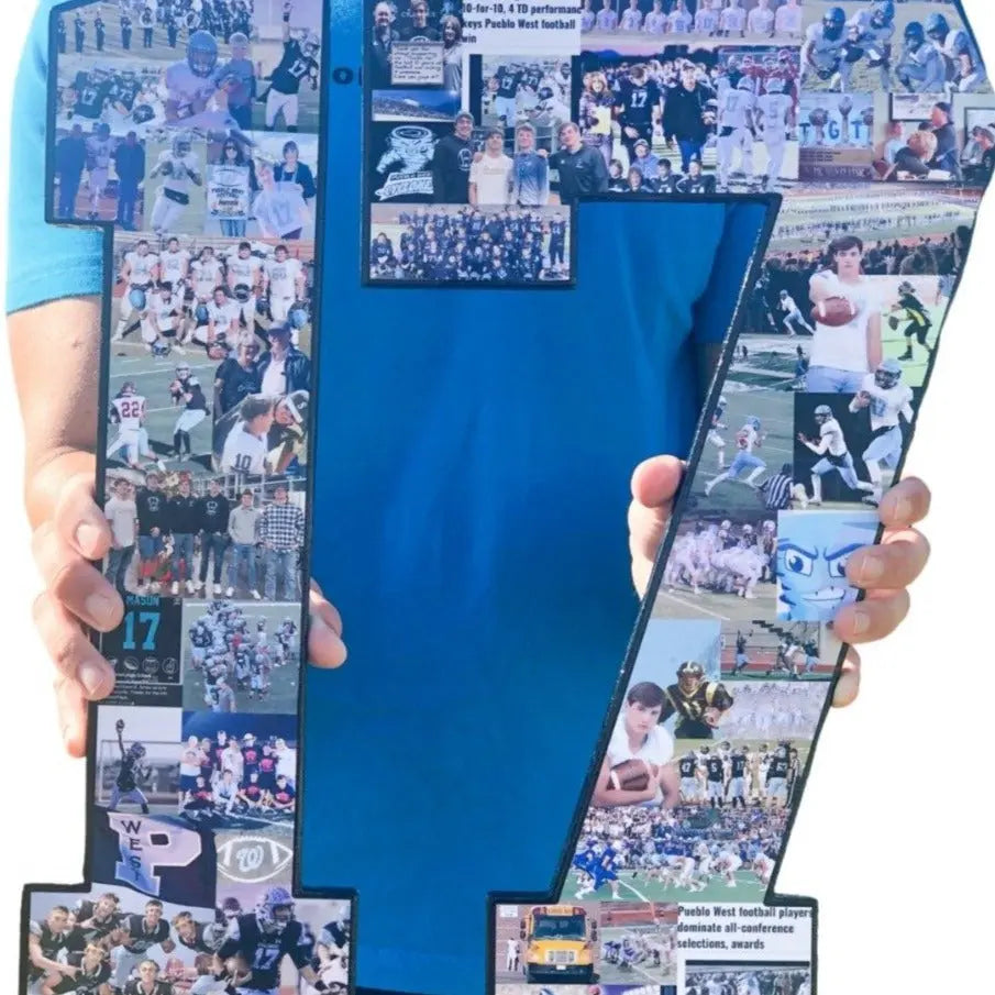 senior sports gifts high school football team - 18 inch #17 collage.
