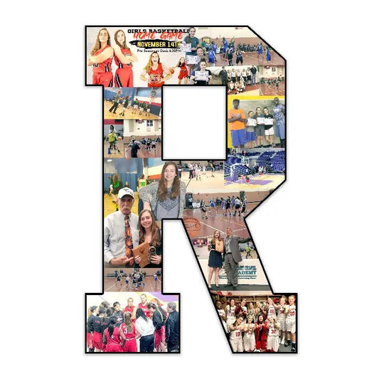 Girls Basketball Senior Night GIft Ideas, Letter R covered with Photos.