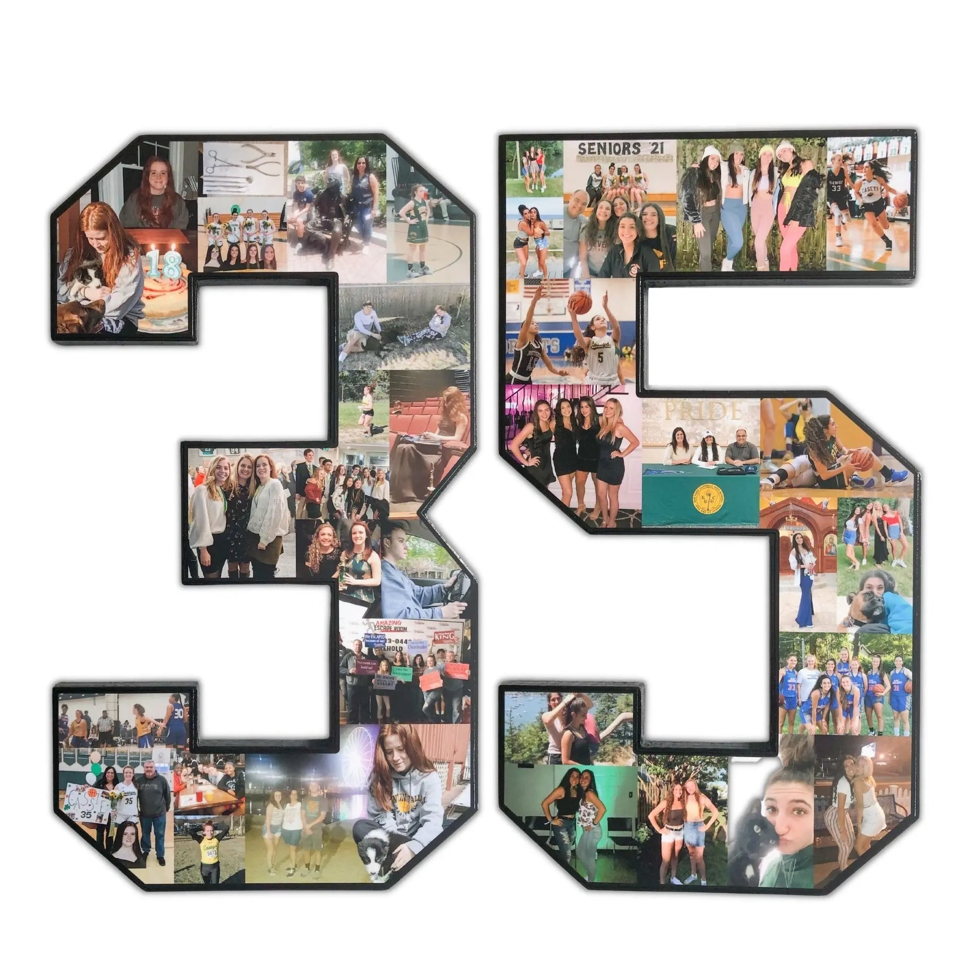 Basketball Sports Collage for Elite Senior Athletes. 15 inches. - collageandwood