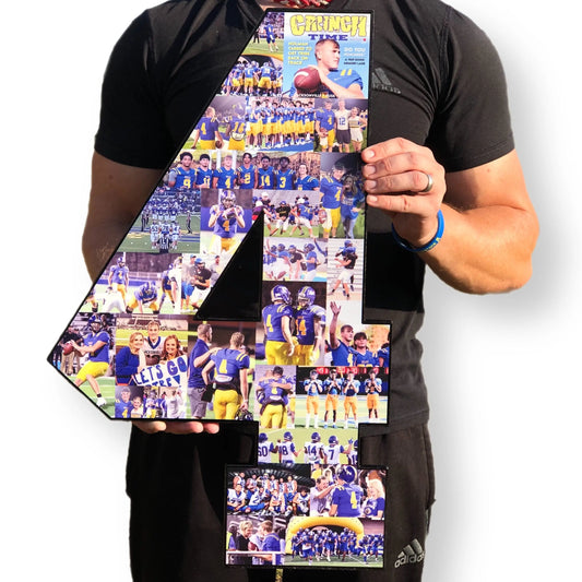 senior football gifts, 24 inch. Custom photo collage for football seniors.