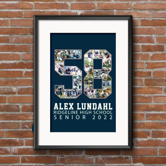 Senior Night Sports Poster, Custom Design | Sports Number or Letter Photo Collage for Senior Night - collageandwood