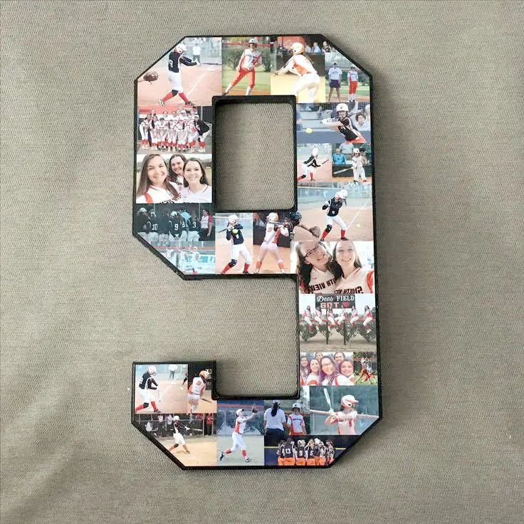 Collage #9 for softball player, covered with pictures from the season.