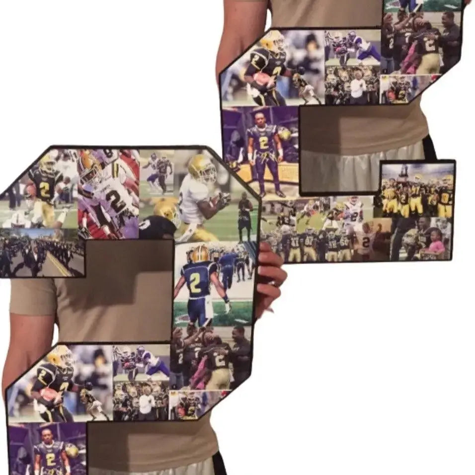30 Inch Custom Sports Number or Letter Photo Collage for Senior Night - collageandwood