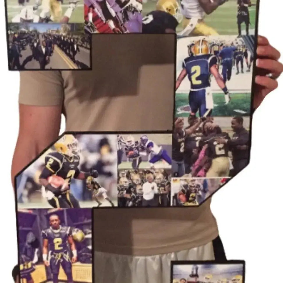 30 Inch Custom Sports Number or Letter Photo Collage for Senior Night - collageandwood