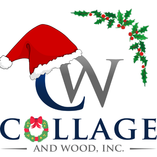 Collage and Wood Christmas Logo.