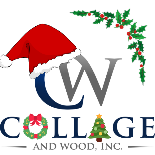 Collage and Wood Christmas Logo.