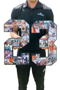 15 inch #23 softball collage. Holding the collages is Jon Waddell of CollageandWood.com.