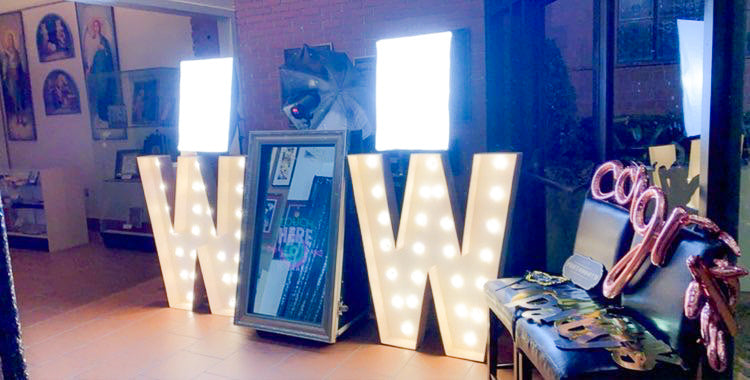 WOW event decor - wooden light up letter "W"s from CollageandWood.com.