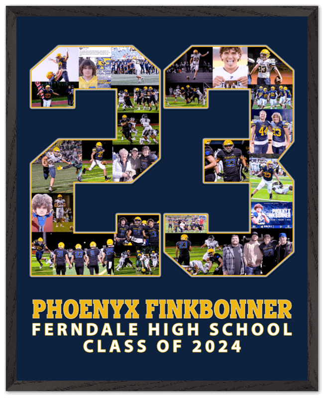 Our senior night gifts for football include custom posters like this one for your player. This is a 16x20 poster with the #23, and can be made for any jersey number. Then add your players name, high school, and graduation year and you have a perfect, meaningful and thoughtful gift to give on senior night!