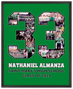 Finding football gifts that are meaningful is no longer difficult! Customize your 16x20 poster with your player's jersey number #33 is pictured on a green background. Then  we will add your three lines of text: name, highschool, and graduation class.