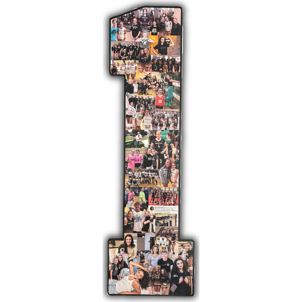 Number 1–shaped photo collage of volleyball memories—one of the best gifts for any volleyball fan, making a great gift to celebrate players and their love of the game.