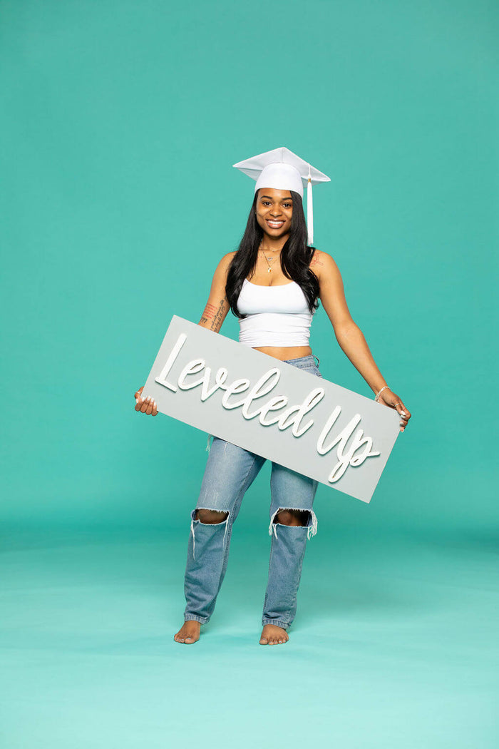 "Leveled Up" Photo Prop from collageandwood.com.