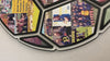 soccer ball collage from collage and wood.