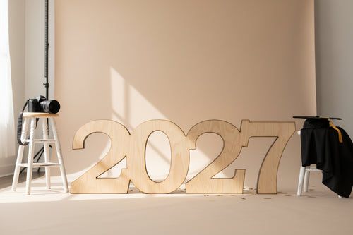 wooden number 2027 photo prop from collageandwood.com.