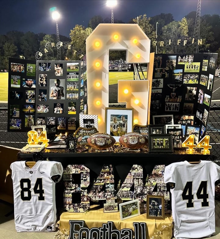 Senior Football Table With 18 inch football Collage gifts from CollageandWood.com