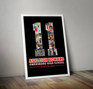 senior night softball gift idea, picture of #11. Available at collageandwood.com.