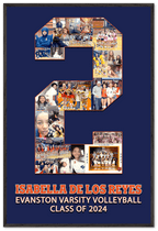 Volleyball Senior Night Gift for #2. Customize with your pictures, name, school colors, school name, and graduation year.