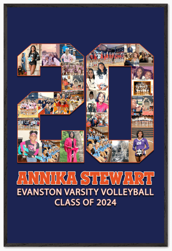 Senior Volleyball Gifts don't get more personalized than this! Pictured is #20 with customized school colors, athlete name, school/university name and class graduation year.