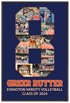 Best gifts for volleyball players: #8 customized volleyball collage. Cover with your pictures, on your number, with your name, school colors, and graduating class year!