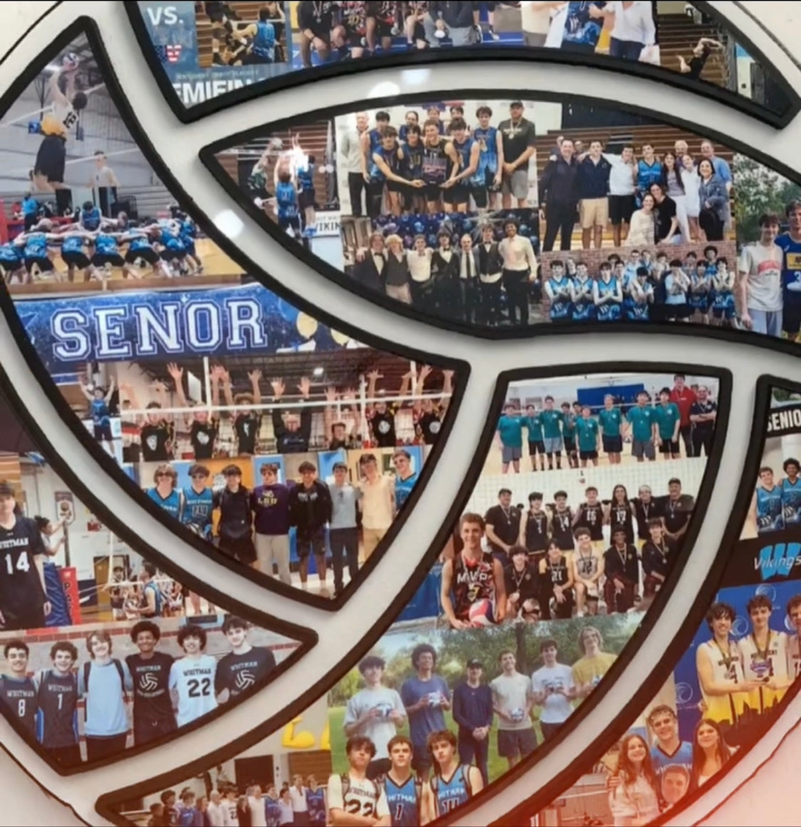 volleyball senior night idea, close up on 3-d volleyball. CollageandWood.com original.