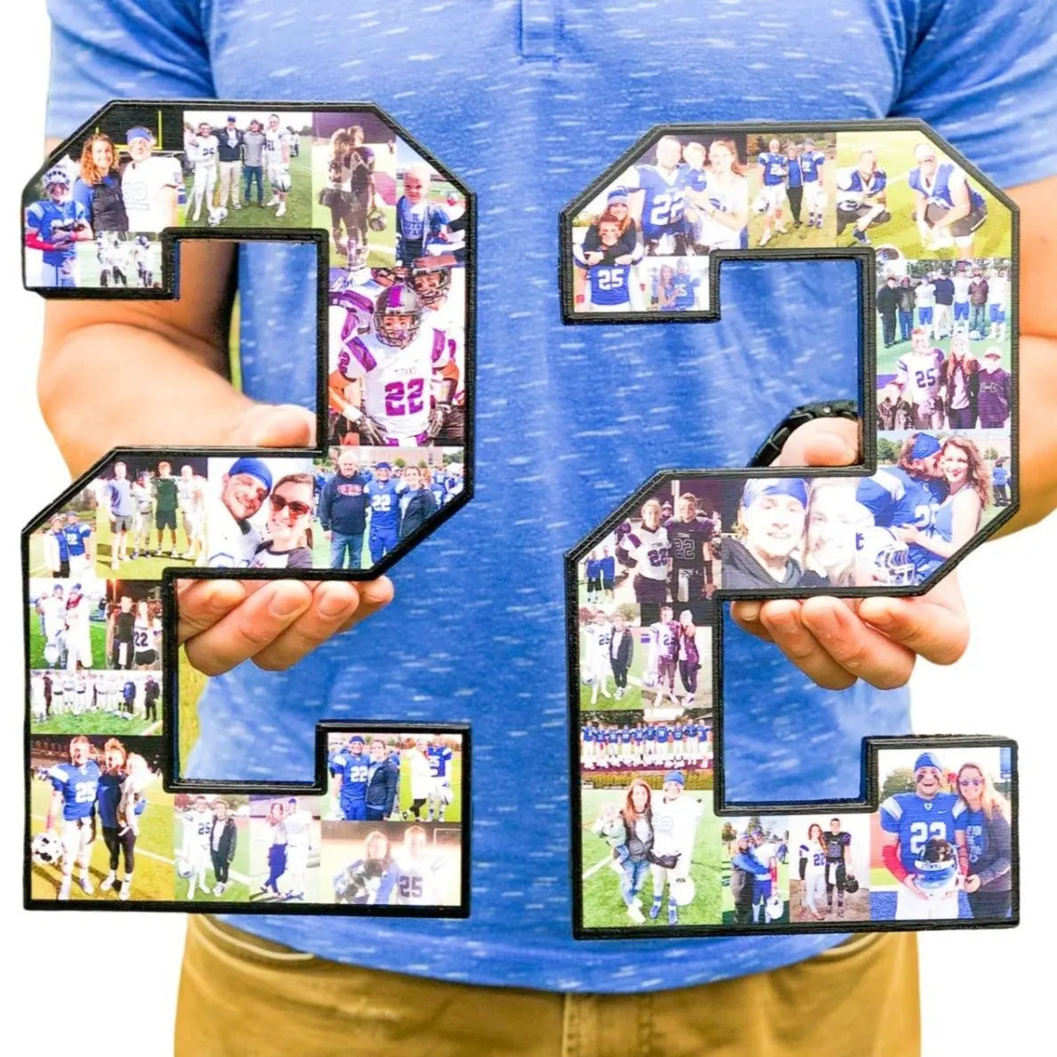 12 Custom Sports Number or Letter Photo Collage for Senior Night - collageandwood