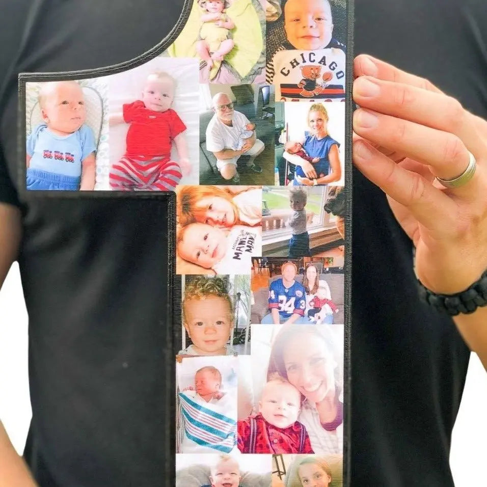 12 Inch Custom Milestone First Birthday Collage - collageandwood