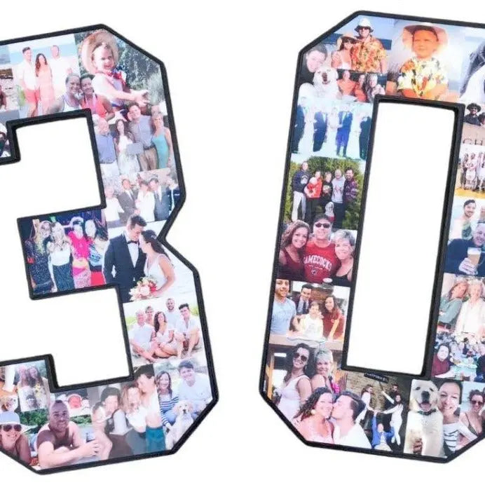 12 Inch Custom Milestone Birthday, Anniversary, or Reunion Collage Number or Letter - collageandwood