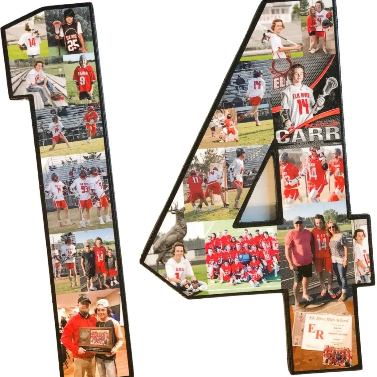 Lacrosse Senior Gift, Sports Number or Letter Photo Collage for Senior Night - collageandwood