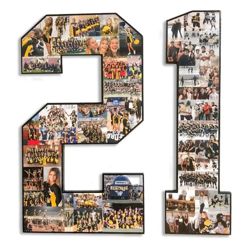 18 Inch Custom Sports Number or Letter Photo Collage for Senior Night - senior athlete gift ideas.