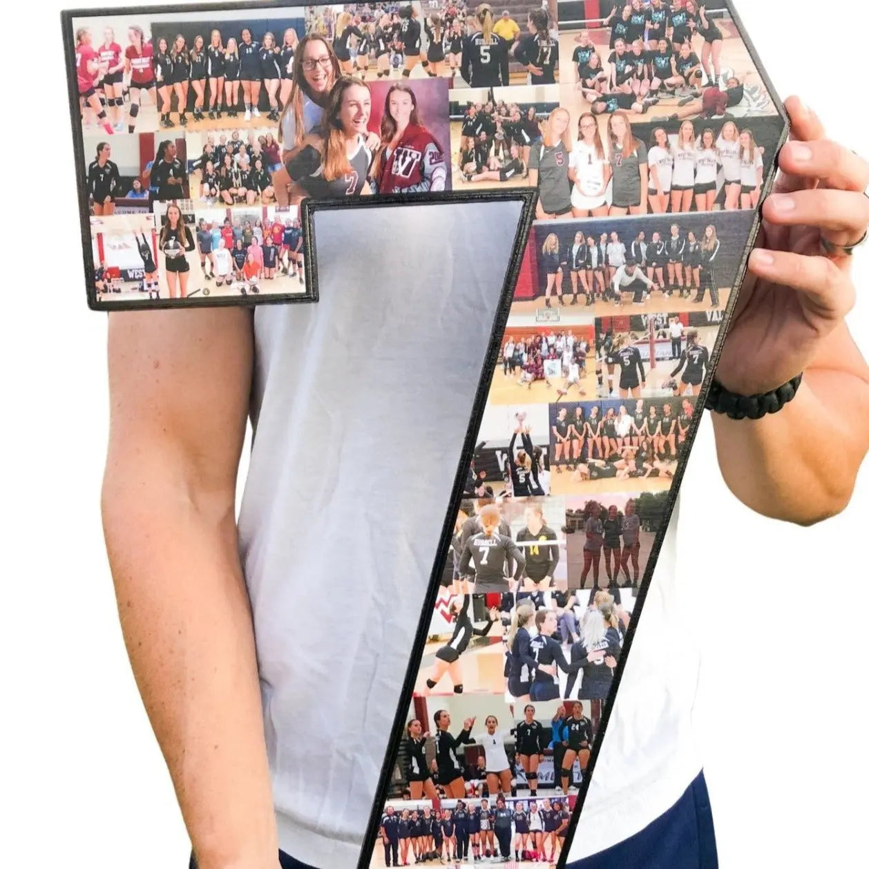 24 Inch Custom Sports Number or Letter Photo Collage for Senior Night - collageandwood