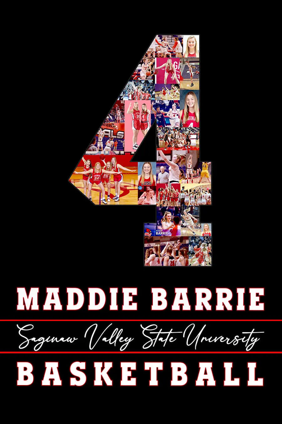 Basketball player #4 collage: customize senior night posters for basketball players