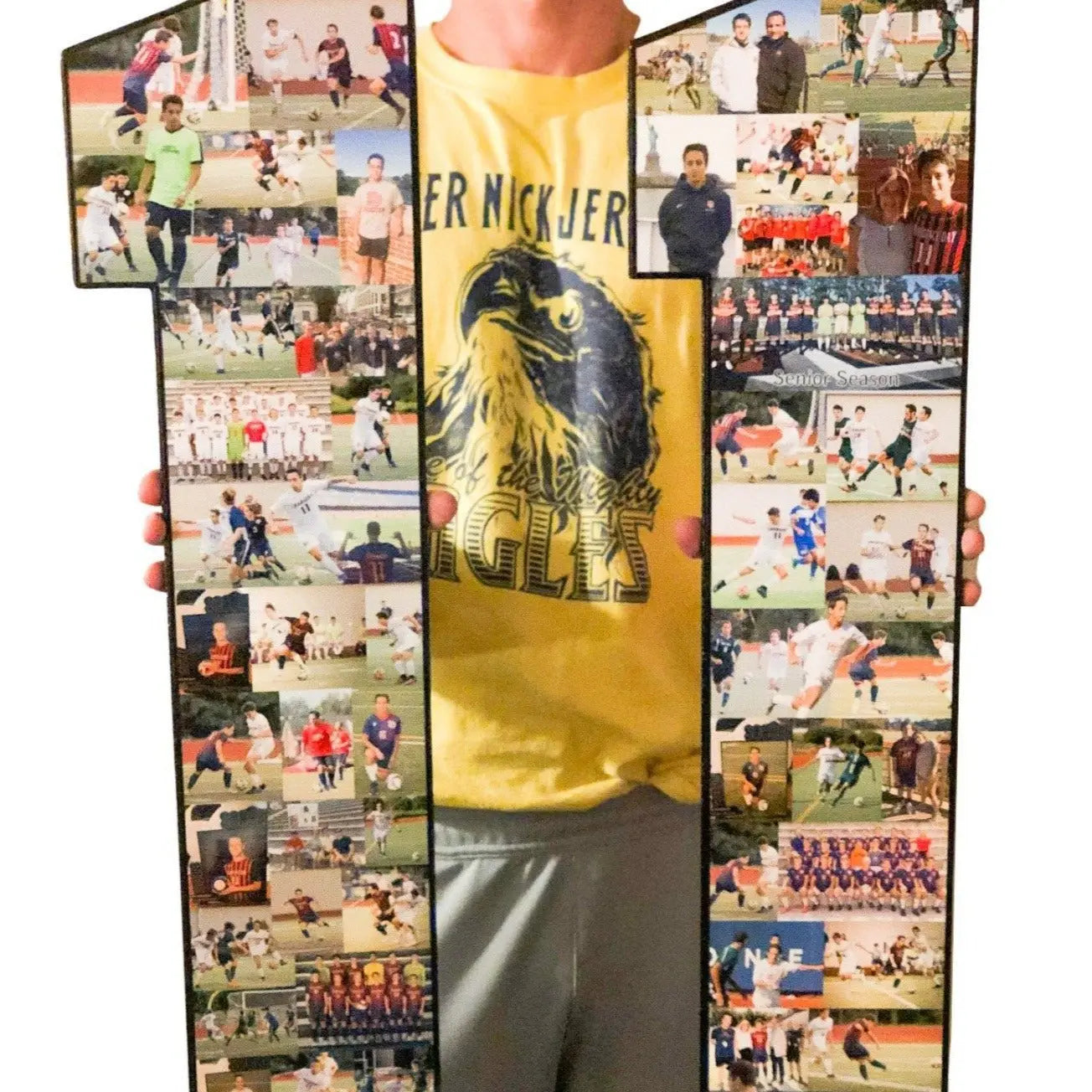 36 Inch Custom Sports Number or Letter Photo Collage for Senior Night - collageandwood