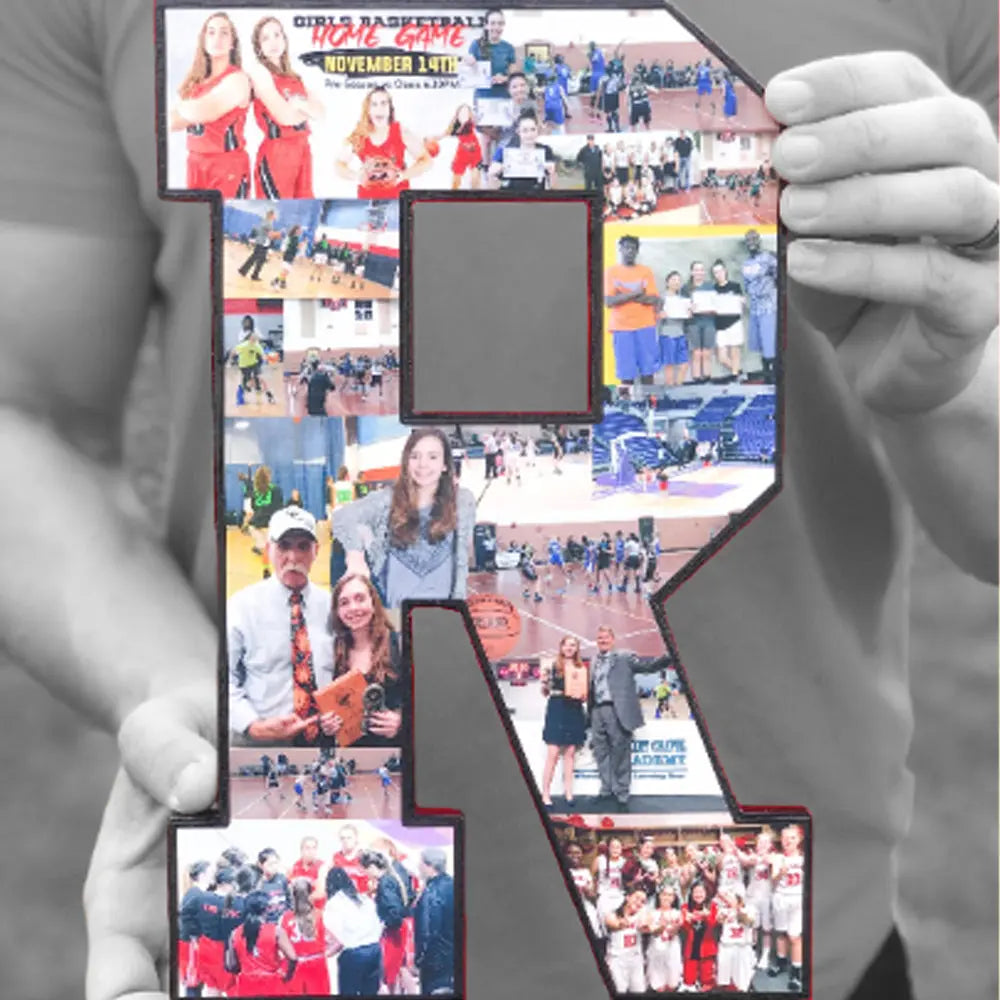 12 inch photo collage letter "R" From collageandwood.com.