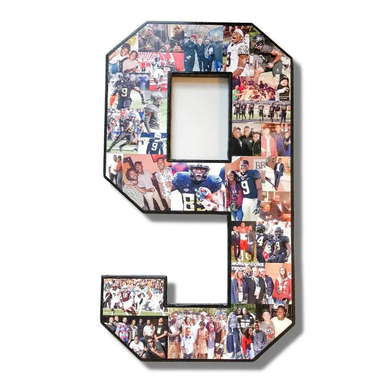 football senior night ideas. #9 photo collage for football player.