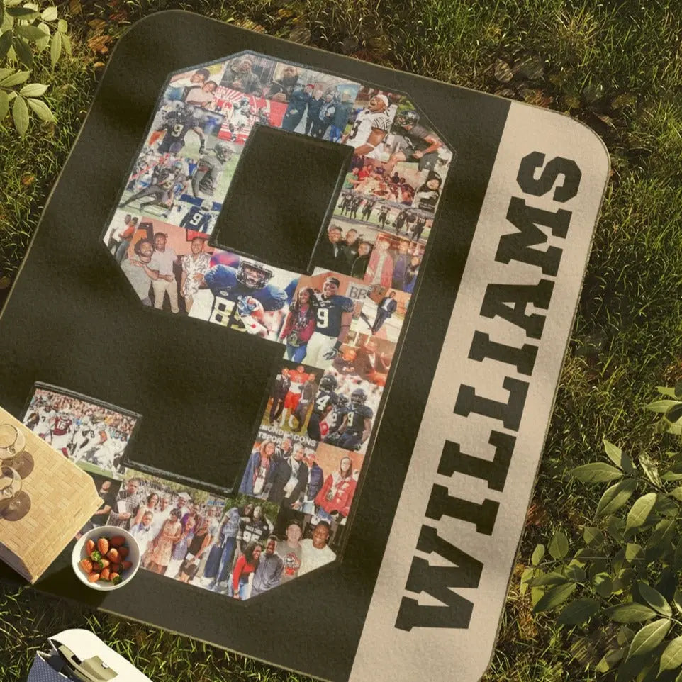 collage blanket for football player #9