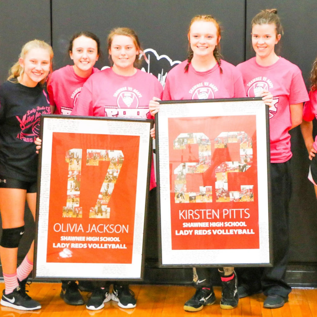 Custom Senior Nights Sports Poster | Sports Number or Letter Photo Collage for Senior Night - collageandwood