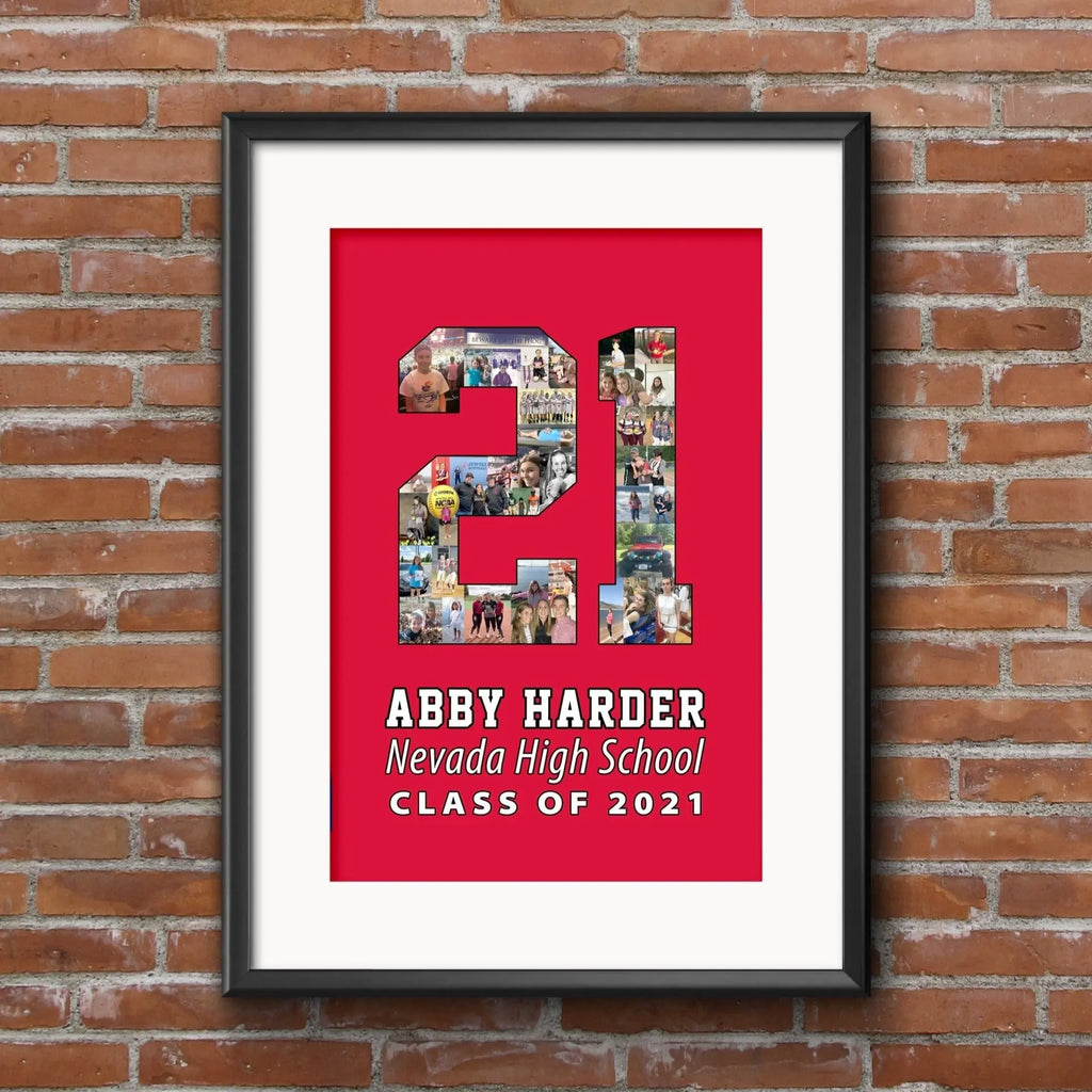 Custom Senior Nights Sports Poster | Sports Number or Letter Photo Collage for Senior Night - collageandwood