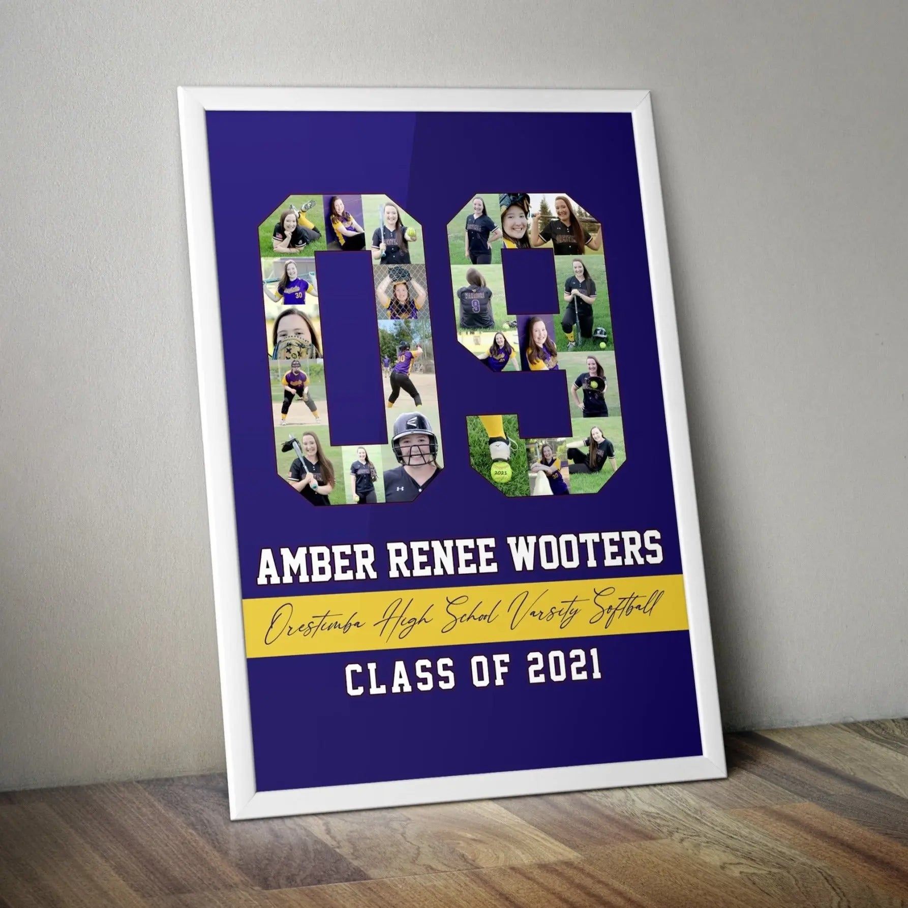 Custom Senior Nights Sports Poster | Sports Number or Letter Photo Collage for Senior Night - collageandwood