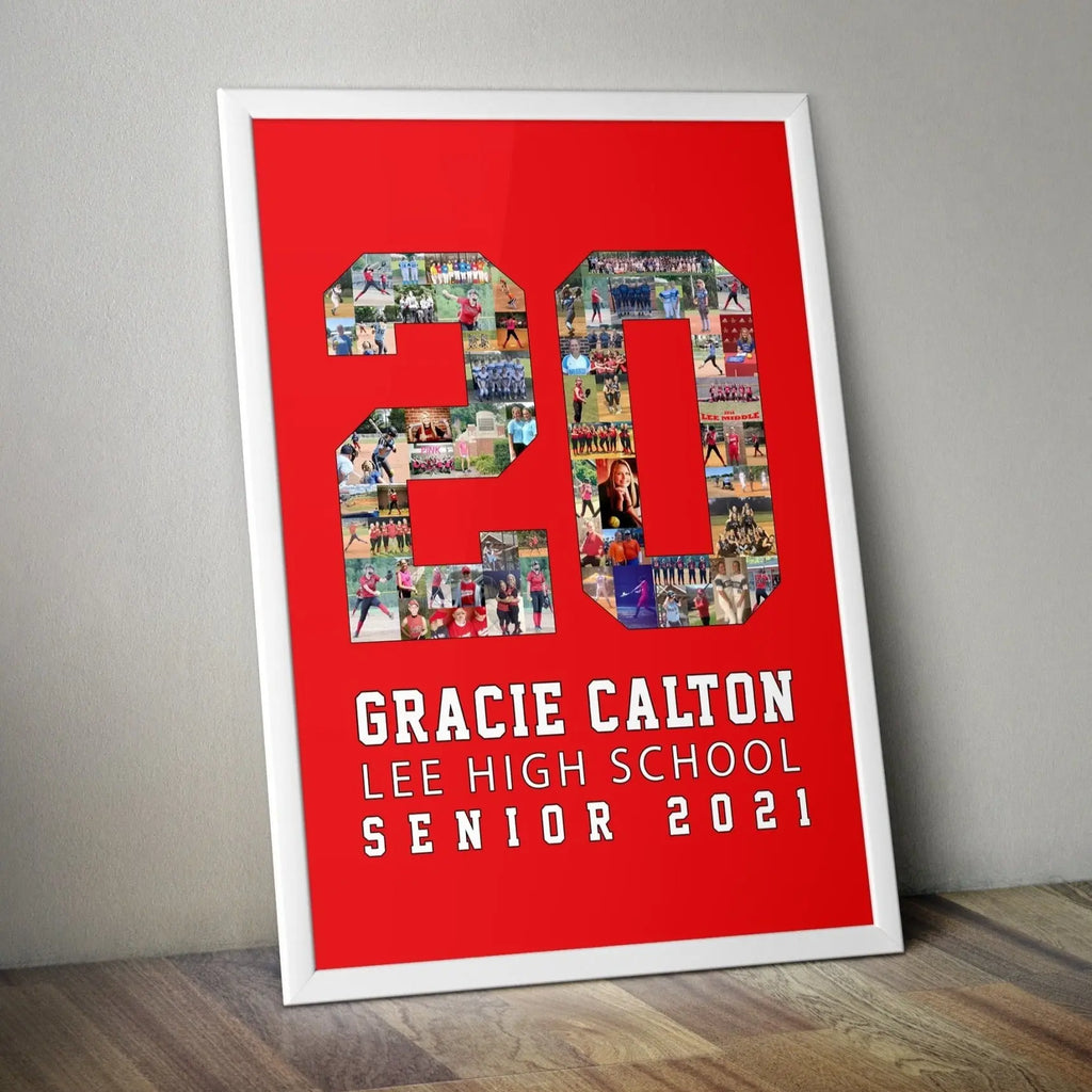 Custom Senior Nights Sports Poster | Sports Number or Letter Photo Collage for Senior Night - collageandwood