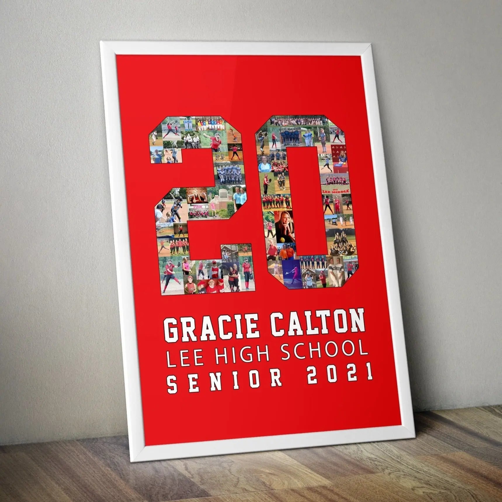 Custom Senior Nights Sports Poster | Sports Number or Letter Photo Collage for Senior Night - collageandwood