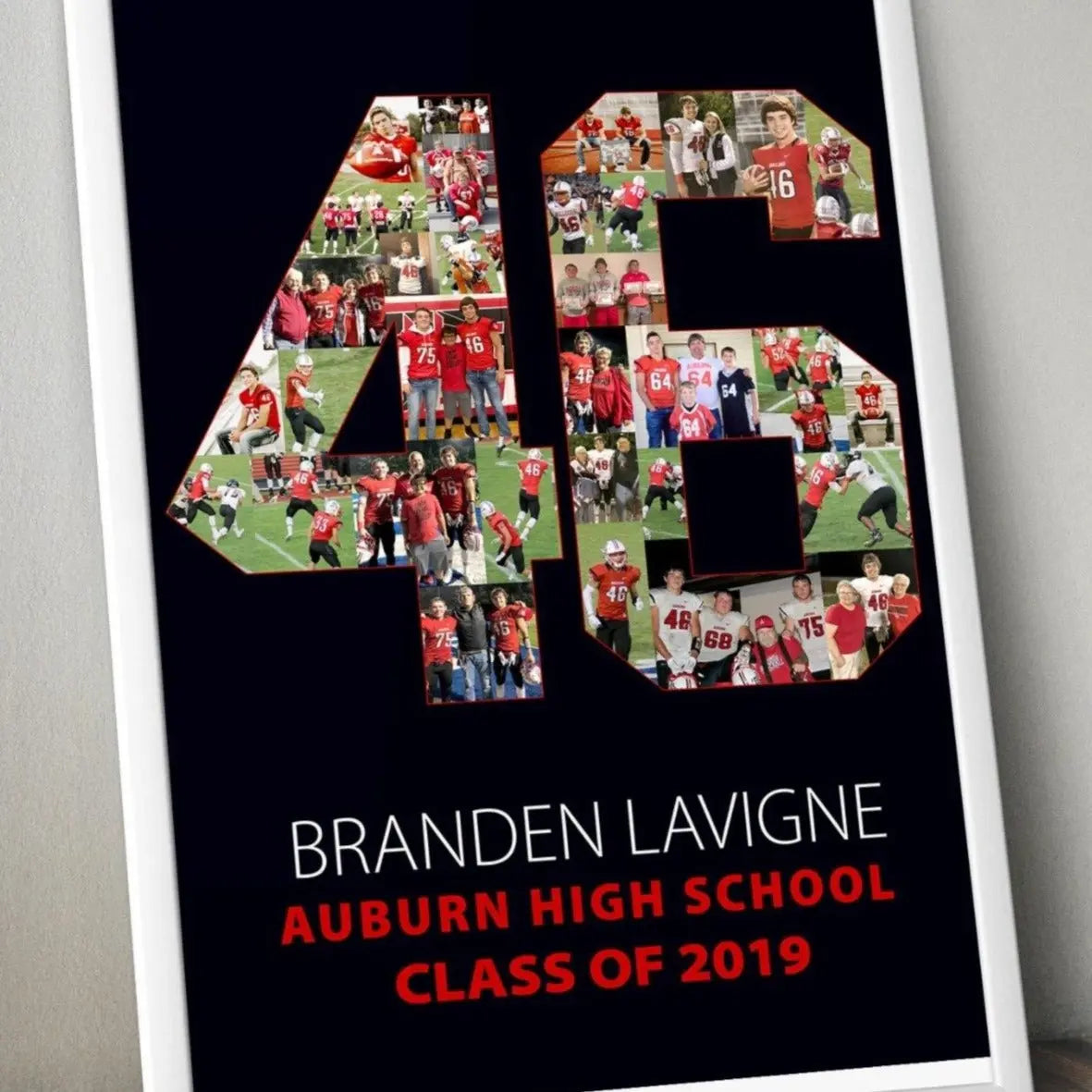 Football Senior Nights Sports Poster | Sports Number or Letter Photo Collage for Senior Night - collageandwood