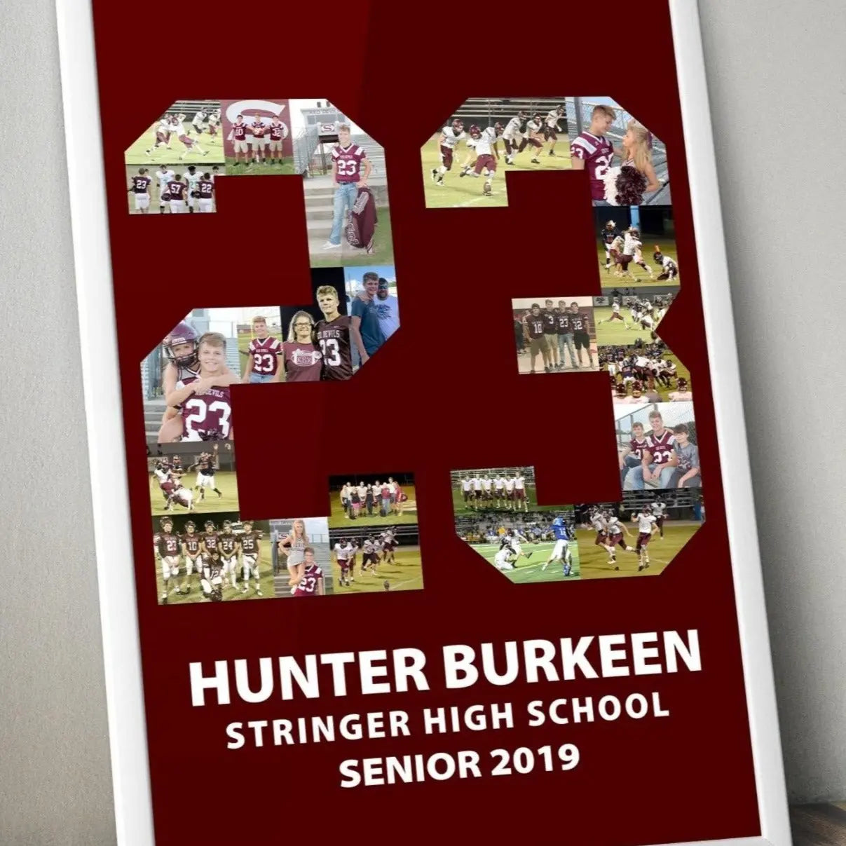 Custom Senior Nights Sports Poster | Sports Number or Letter Photo Collage for Senior Night - collageandwood
