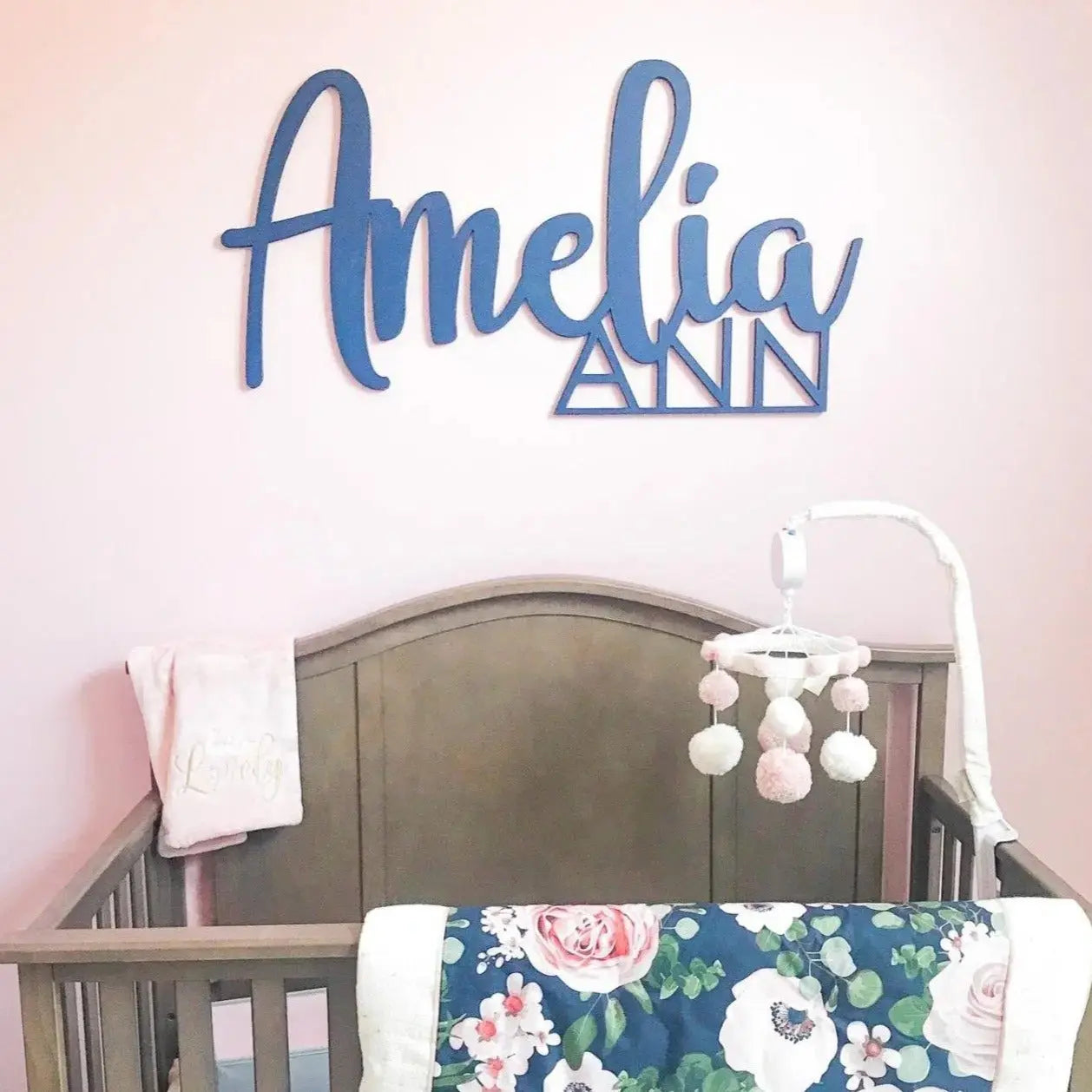 Custom Wooden Nursery Wall Hanging Name Sign, 36 Inches wide - collageandwood