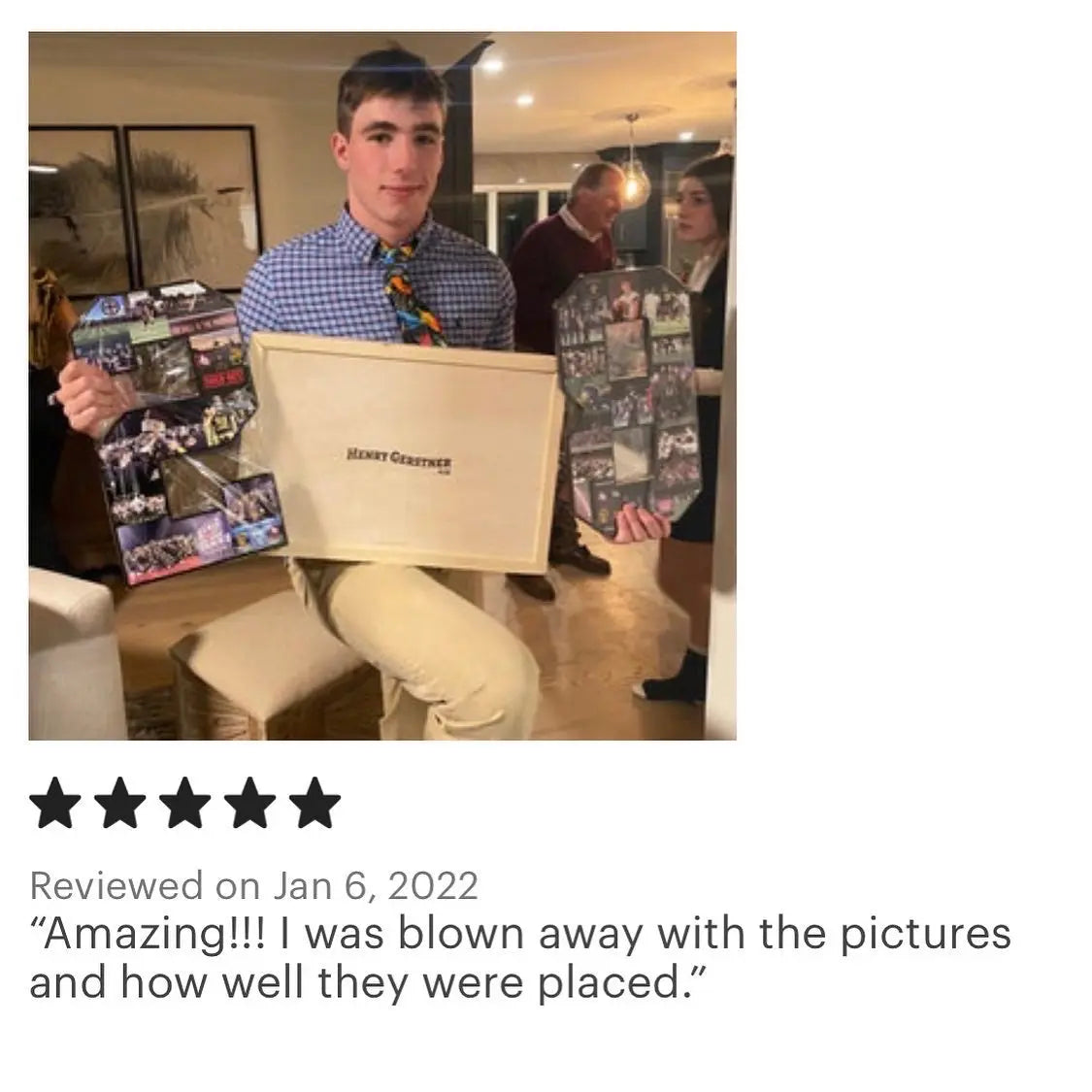 Review for football gift, 15 inch collage. Five star review for amazing product!