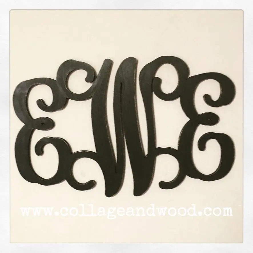 Personalized Wooden Vine Monogram Letters - collageandwood