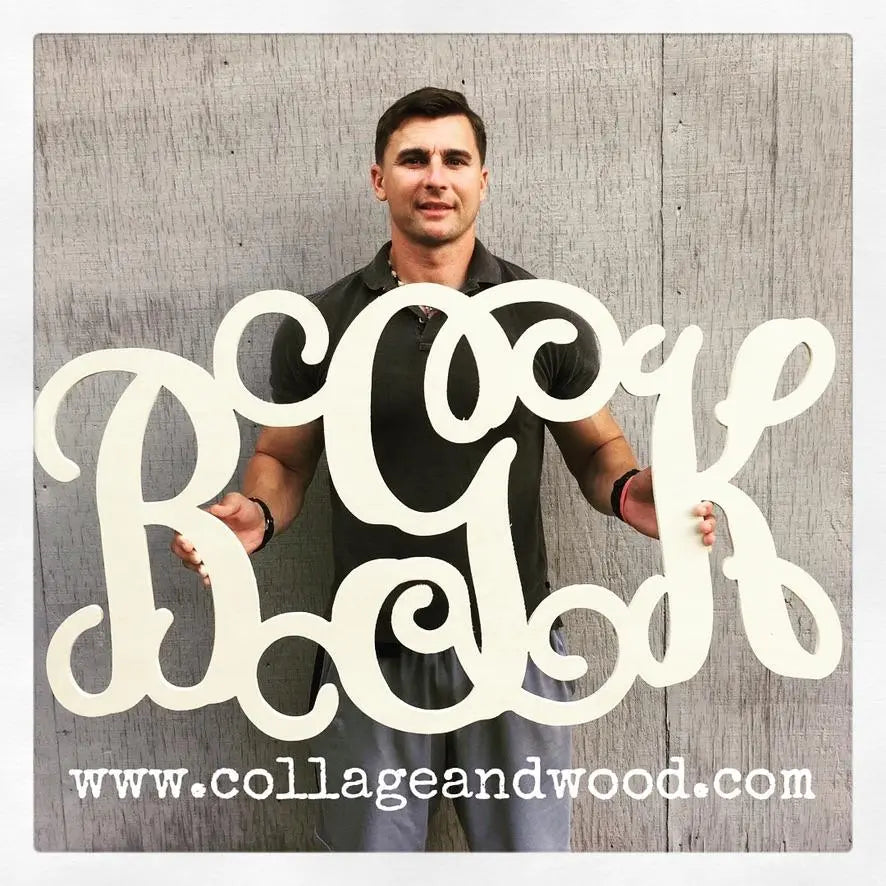 Personalized Wooden Vine Monogram Letters - collageandwood