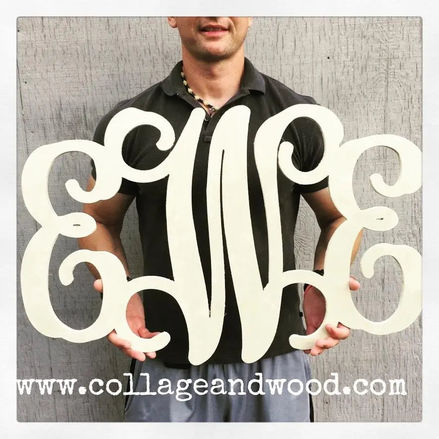 Personalized Wooden Vine Monogram Letters - collageandwood