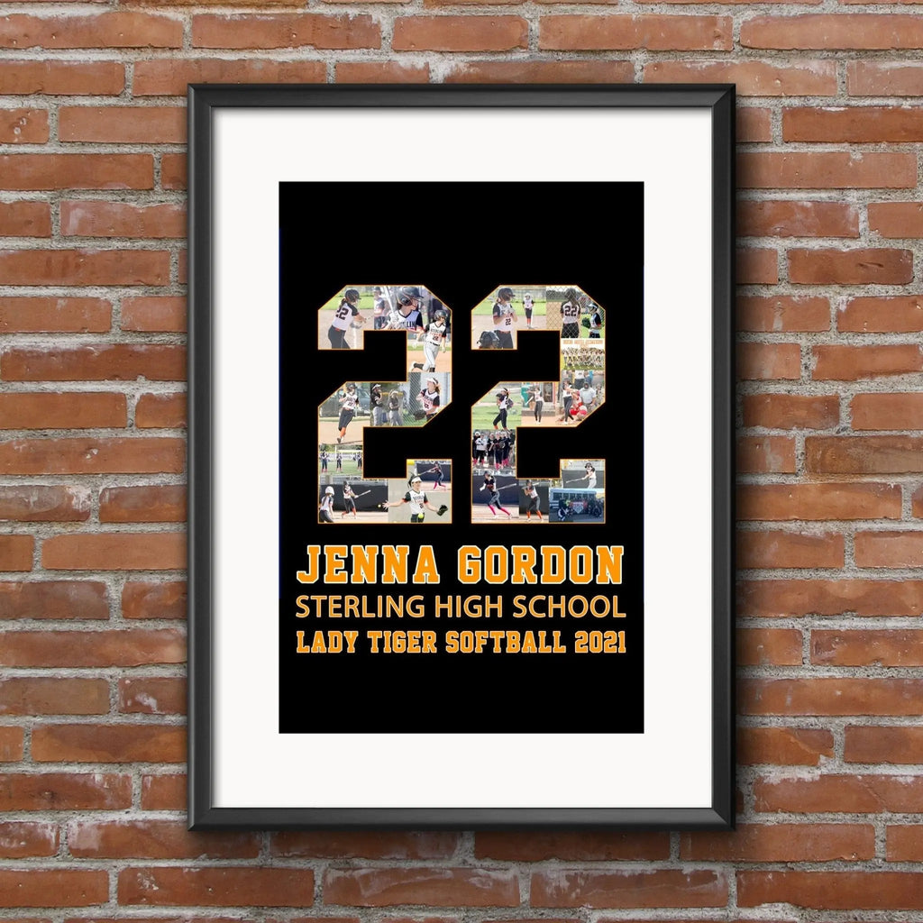 Senior Night Sports Poster, Custom Design | Sports Number or Letter Photo Collage for Senior Night - collageandwood