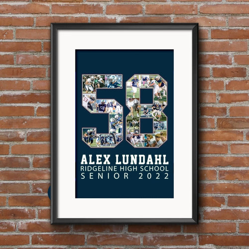 Senior Night Sports Poster, Custom Design | Sports Number or Letter Photo Collage for Senior Night - collageandwood